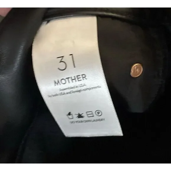 New Mother Pants The Rambler Zip Ankle in Black Faux Leather size 31